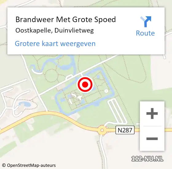 Locatie op kaart van de 112 melding: Brandweer Met Grote Spoed Naar Oostkapelle, Duinvlietweg op 8 april 2015 19:21