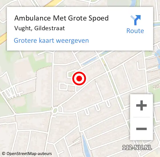 Locatie op kaart van de 112 melding: Ambulance Met Grote Spoed Naar Vught, Gildestraat op 8 april 2015 19:54