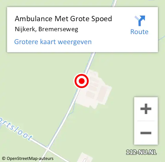 Locatie op kaart van de 112 melding: Ambulance Met Grote Spoed Naar Nijkerk, Bremerseweg op 8 april 2015 20:09