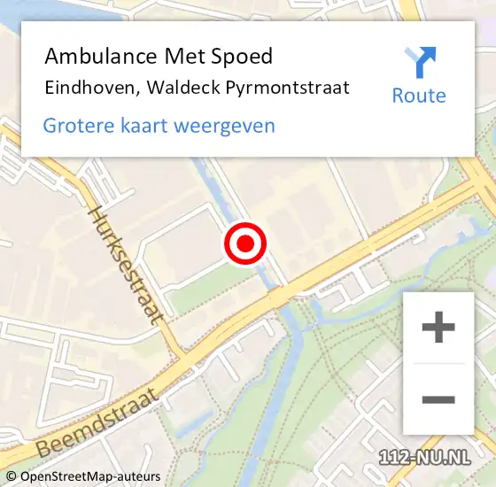 Locatie op kaart van de 112 melding: Ambulance Met Spoed Naar Eindhoven, Waldeck Pyrmontstraat op 8 april 2015 20:13