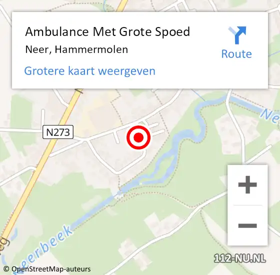 Locatie op kaart van de 112 melding: Ambulance Met Grote Spoed Naar Neer, Hammermolen op 8 april 2015 20:16