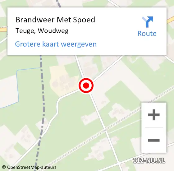 Locatie op kaart van de 112 melding: Brandweer Met Spoed Naar Teuge, Woudweg op 8 april 2015 20:27