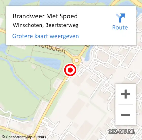 Locatie op kaart van de 112 melding: Brandweer Met Spoed Naar Winschoten, Beertsterweg op 8 april 2015 20:58