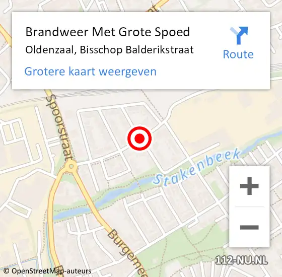 Locatie op kaart van de 112 melding: Brandweer Met Grote Spoed Naar Oldenzaal, Bisschop Balderikstraat op 8 april 2015 21:11