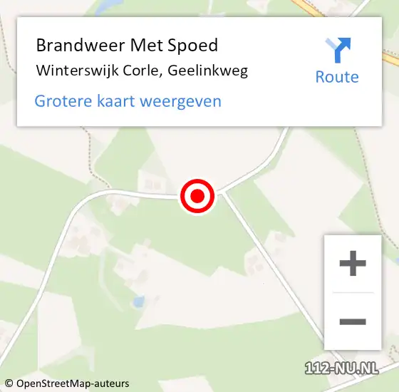 Locatie op kaart van de 112 melding: Brandweer Met Spoed Naar Winterswijk Corle, Geelinkweg op 8 april 2015 22:14