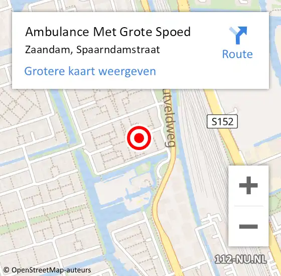 Locatie op kaart van de 112 melding: Ambulance Met Grote Spoed Naar Zaandam, Spaarndamstraat op 8 april 2015 22:48