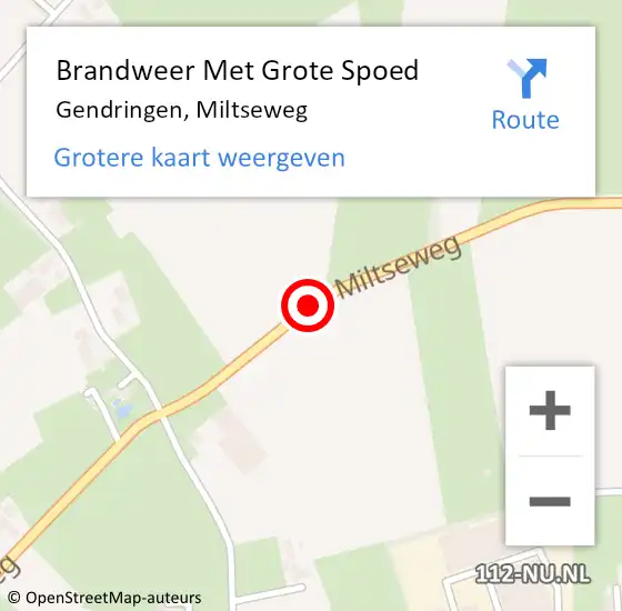 Locatie op kaart van de 112 melding: Brandweer Met Grote Spoed Naar Gendringen, Miltseweg op 8 april 2015 23:12