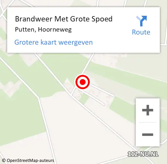 Locatie op kaart van de 112 melding: Brandweer Met Grote Spoed Naar Putten, Hoorneweg op 9 april 2015 00:06