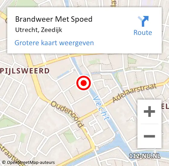 Locatie op kaart van de 112 melding: Brandweer Met Spoed Naar Utrecht, Zeedijk op 9 april 2015 00:13