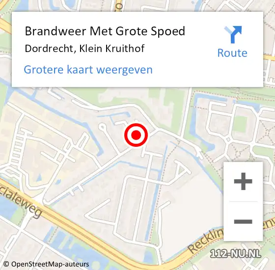 Locatie op kaart van de 112 melding: Brandweer Met Grote Spoed Naar Dordrecht, Klein Kruithof op 4 november 2013 13:55