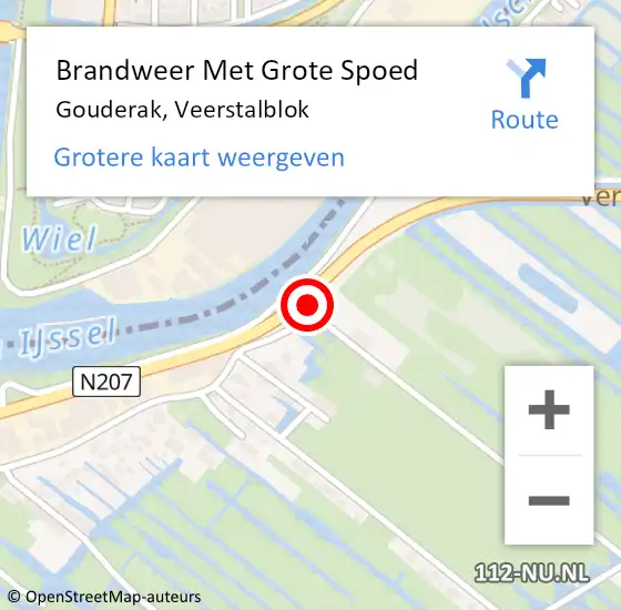 Locatie op kaart van de 112 melding: Brandweer Met Grote Spoed Naar Gouderak, Veerstalblok op 9 april 2015 01:43