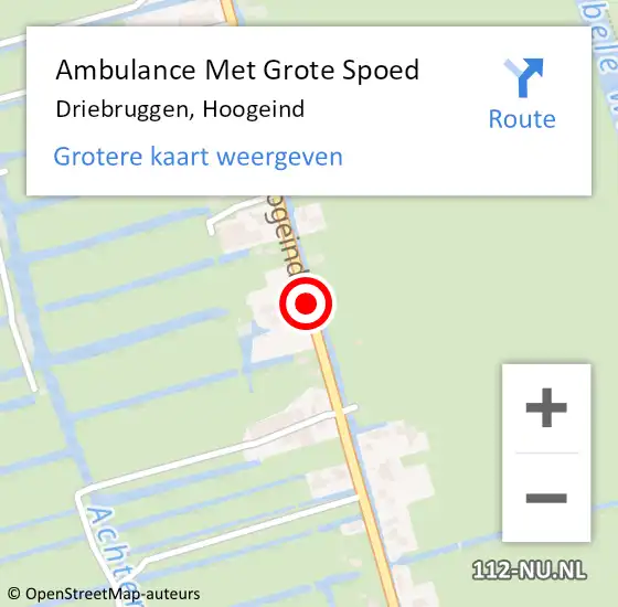 Locatie op kaart van de 112 melding: Ambulance Met Grote Spoed Naar Driebruggen, Hoogeind op 9 april 2015 02:11