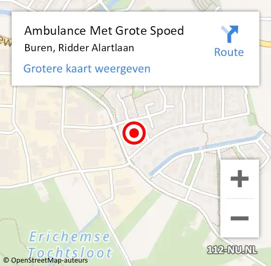 Locatie op kaart van de 112 melding: Ambulance Met Grote Spoed Naar Buren, Ridder Alartlaan op 9 april 2015 02:17