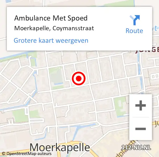 Locatie op kaart van de 112 melding: Ambulance Met Spoed Naar Moerkapelle, Coymansstraat op 9 april 2015 04:18