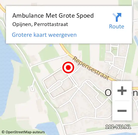 Locatie op kaart van de 112 melding: Ambulance Met Grote Spoed Naar Opijnen, Perrottastraat op 4 november 2013 13:59