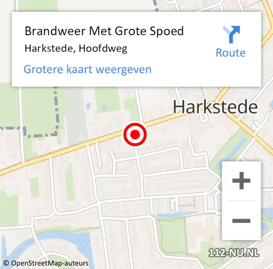 Locatie op kaart van de 112 melding: Brandweer Met Grote Spoed Naar Harkstede, Hoofdweg op 9 april 2015 05:57