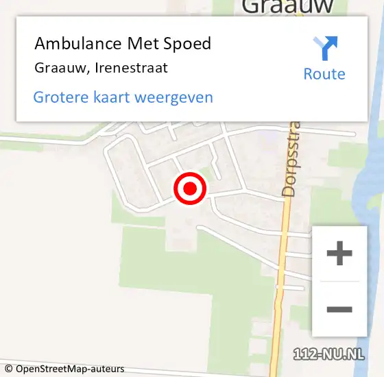 Locatie op kaart van de 112 melding: Ambulance Met Spoed Naar Graauw, Irenestraat op 9 april 2015 07:38