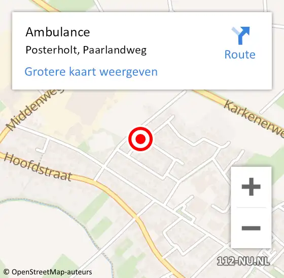 Locatie op kaart van de 112 melding: Ambulance Posterholt, Paarlandweg op 4 november 2013 14:10