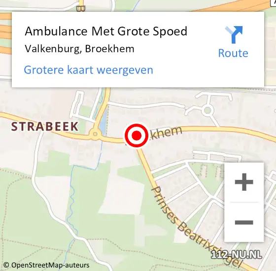 Locatie op kaart van de 112 melding: Ambulance Met Grote Spoed Naar Valkenburg, Broekhem op 9 april 2015 09:30