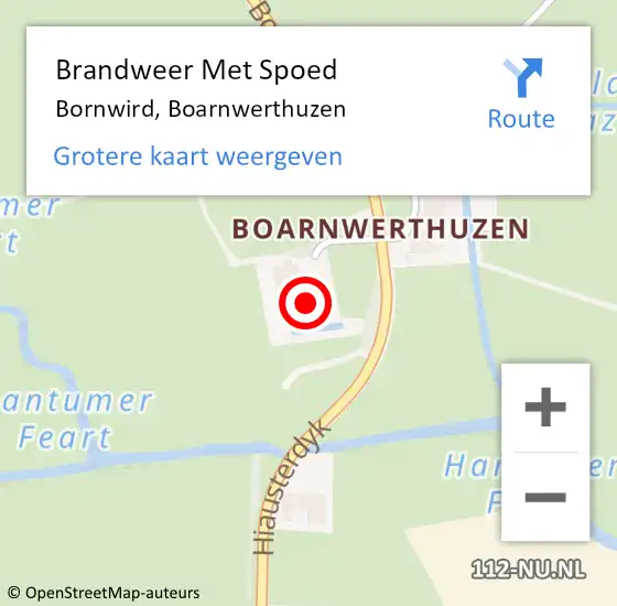 Locatie op kaart van de 112 melding: Brandweer Met Spoed Naar Bornwird, Boarnwerthuzen op 9 april 2015 10:04