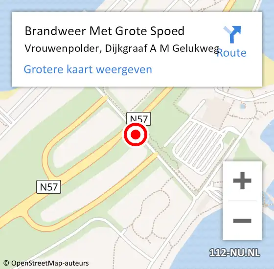 Locatie op kaart van de 112 melding: Brandweer Met Grote Spoed Naar Vrouwenpolder, Dijkgraaf A M Gelukweg op 9 april 2015 10:18