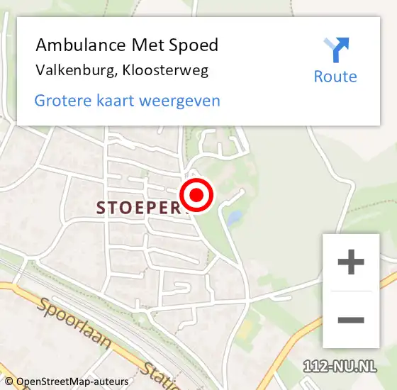 Locatie op kaart van de 112 melding: Ambulance Met Spoed Naar Valkenburg, Kloosterweg op 9 april 2015 10:18