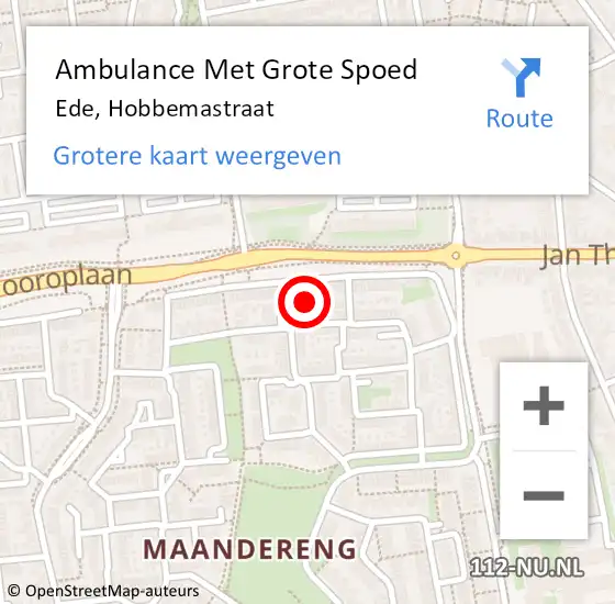 Locatie op kaart van de 112 melding: Ambulance Met Grote Spoed Naar Ede, Hobbemastraat op 9 april 2015 10:24