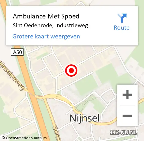 Locatie op kaart van de 112 melding: Ambulance Met Spoed Naar Sint Oedenrode, Industrieweg op 9 april 2015 10:32