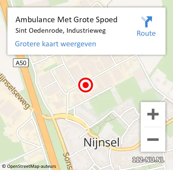 Locatie op kaart van de 112 melding: Ambulance Met Grote Spoed Naar Sint Oedenrode, Industrieweg op 9 april 2015 10:35