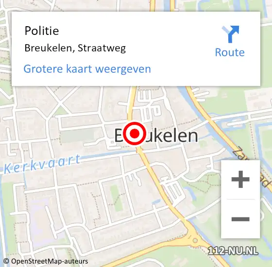 Locatie op kaart van de 112 melding: Politie Breukelen, Straatweg op 9 april 2015 10:46