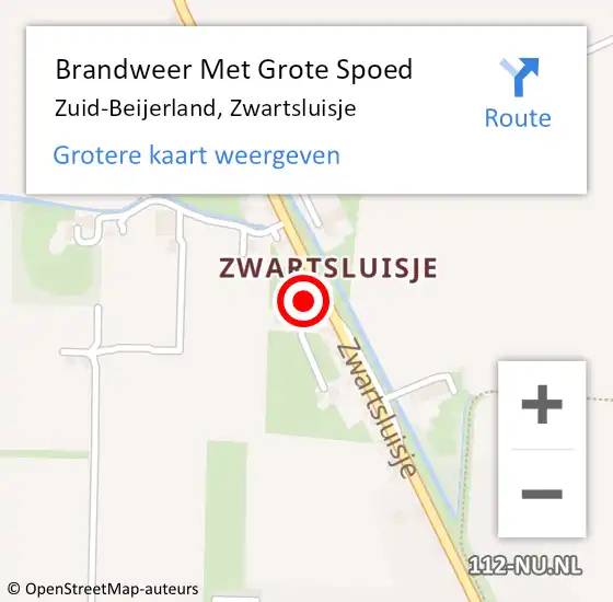 Locatie op kaart van de 112 melding: Brandweer Met Grote Spoed Naar Zuid-Beijerland, Zwartsluisje op 9 april 2015 11:58