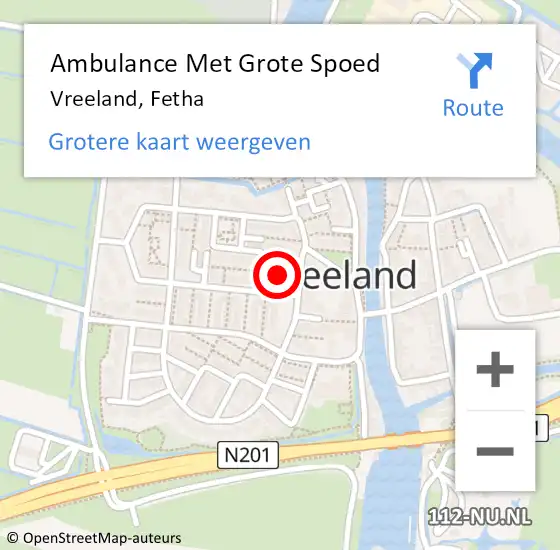 Locatie op kaart van de 112 melding: Ambulance Met Grote Spoed Naar Vreeland, Fetha op 9 april 2015 12:04