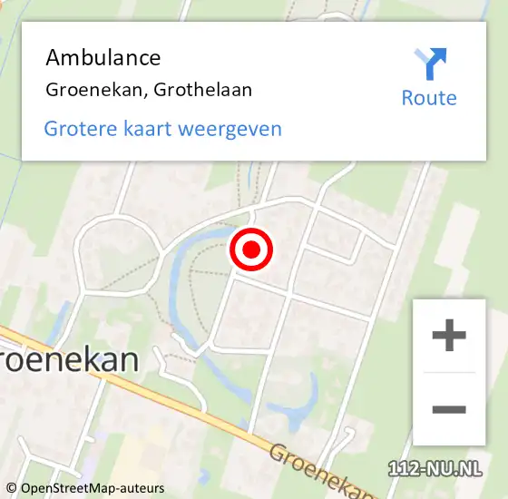 Locatie op kaart van de 112 melding: Ambulance Groenekan, Grothelaan op 9 april 2015 12:09