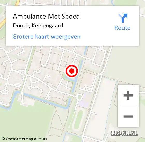 Locatie op kaart van de 112 melding: Ambulance Met Spoed Naar Doorn, Kersengaard op 9 april 2015 12:20