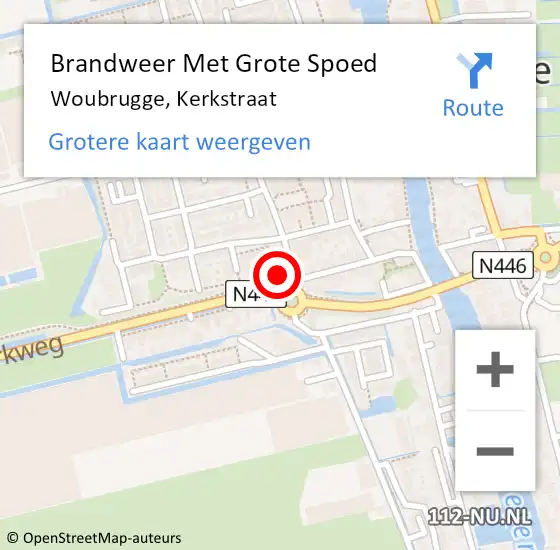 Locatie op kaart van de 112 melding: Brandweer Met Grote Spoed Naar Woubrugge, Kerkstraat op 11 september 2013 19:25