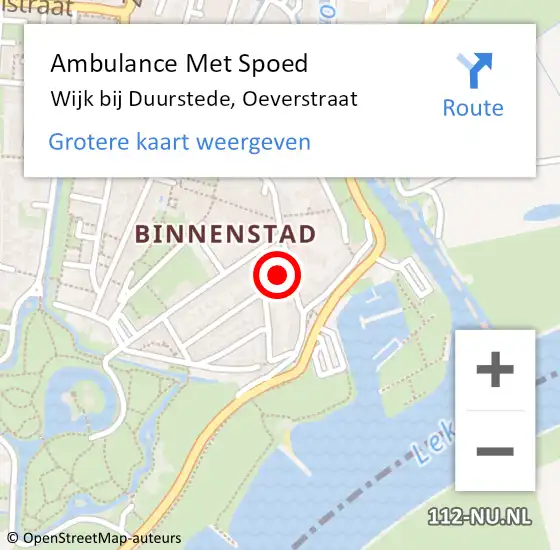 Locatie op kaart van de 112 melding: Ambulance Met Spoed Naar Wijk bij Duurstede, Oeverstraat op 9 april 2015 12:36