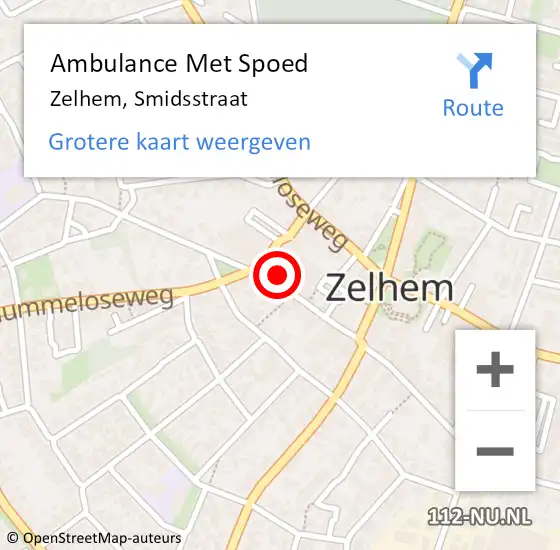 Locatie op kaart van de 112 melding: Ambulance Met Spoed Naar Zelhem, Smidsstraat op 9 april 2015 13:04