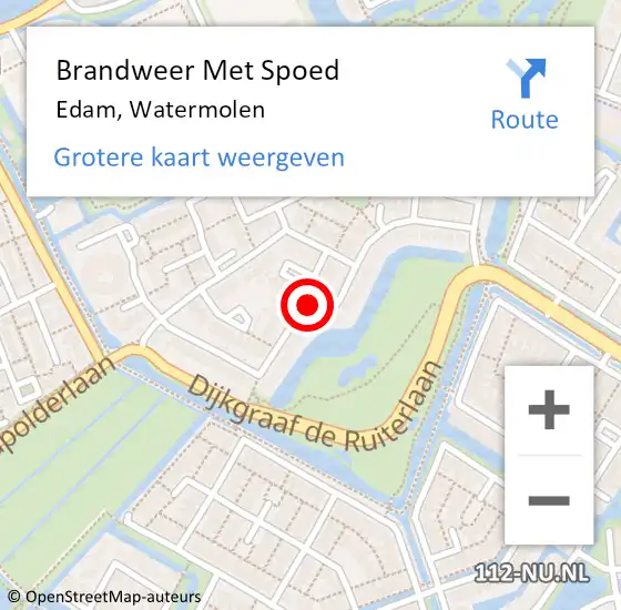 Locatie op kaart van de 112 melding: Brandweer Met Spoed Naar Edam, Watermolen op 9 april 2015 13:18