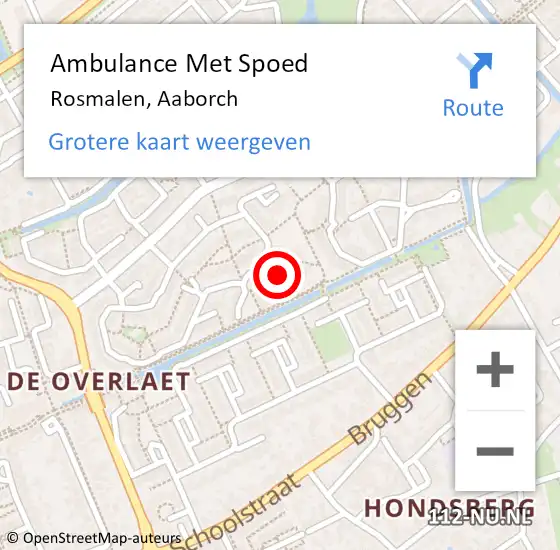 Locatie op kaart van de 112 melding: Ambulance Met Spoed Naar Rosmalen, Aaborch op 9 april 2015 14:09