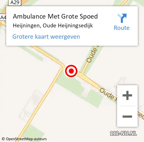 Locatie op kaart van de 112 melding: Ambulance Met Grote Spoed Naar Heijningen, Oude Heijningsedijk op 9 april 2015 15:57