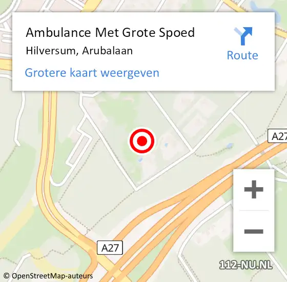 Locatie op kaart van de 112 melding: Ambulance Met Grote Spoed Naar Hilversum, Arubalaan op 9 april 2015 16:07