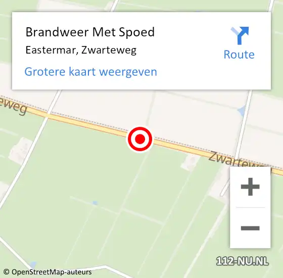 Locatie op kaart van de 112 melding: Brandweer Met Spoed Naar Eastermar, Zwarteweg op 9 april 2015 16:59