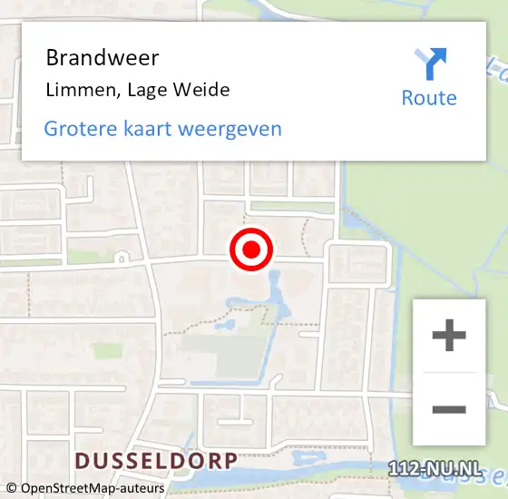 Locatie op kaart van de 112 melding: Brandweer Limmen, Lage Weide op 9 april 2015 16:59