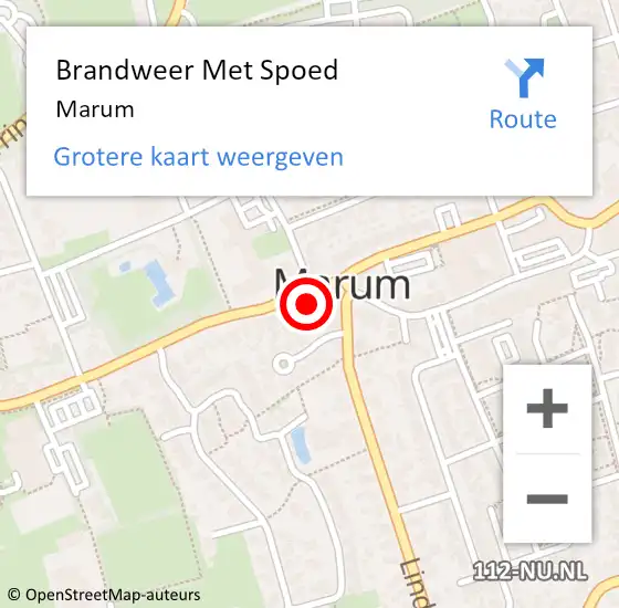 Locatie op kaart van de 112 melding: Brandweer Met Spoed Naar Marum op 9 april 2015 17:22