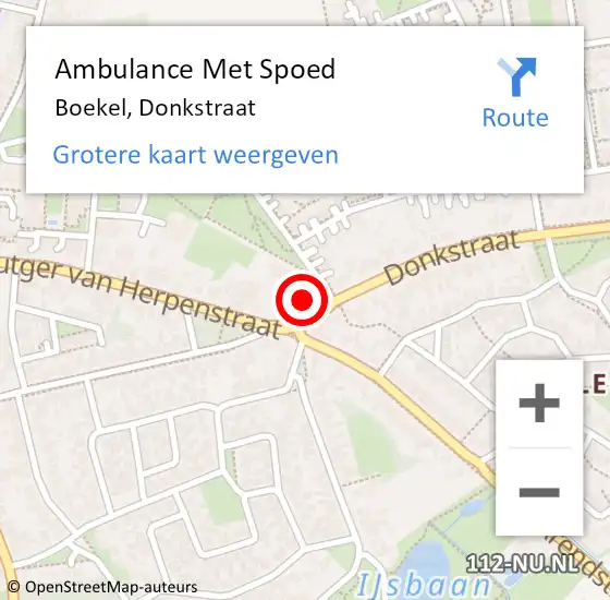 Locatie op kaart van de 112 melding: Ambulance Met Spoed Naar Boekel, Donkstraat op 9 april 2015 17:28