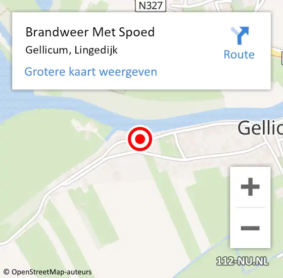 Locatie op kaart van de 112 melding: Brandweer Met Spoed Naar Gellicum, Lingedijk op 9 april 2015 17:40