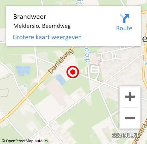 Locatie op kaart van de 112 melding: Brandweer Melderslo, Beemdweg op 9 april 2015 18:50