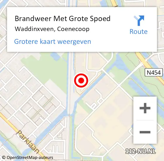 Locatie op kaart van de 112 melding: Brandweer Met Grote Spoed Naar Waddinxveen, Coenecoop op 9 april 2015 20:35