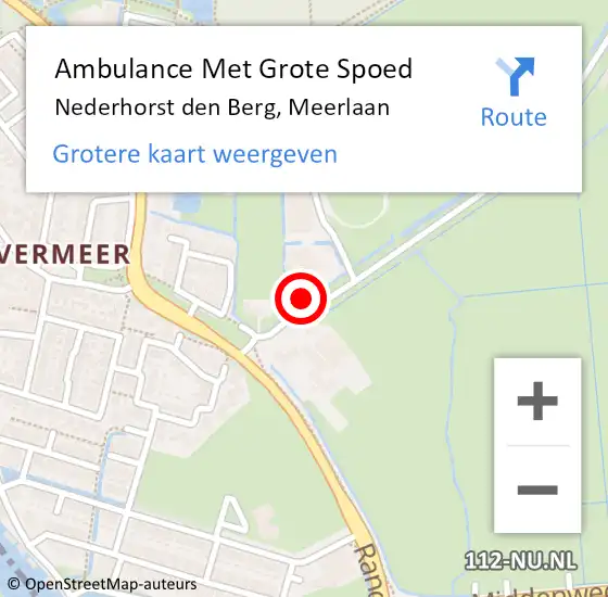 Locatie op kaart van de 112 melding: Ambulance Met Grote Spoed Naar Nederhorst den Berg, Meerlaan op 9 april 2015 20:50