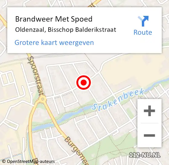 Locatie op kaart van de 112 melding: Brandweer Met Spoed Naar Oldenzaal, Bisschop Balderikstraat op 9 april 2015 21:17